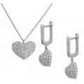 Necklace Silver "Hearts with zircon"