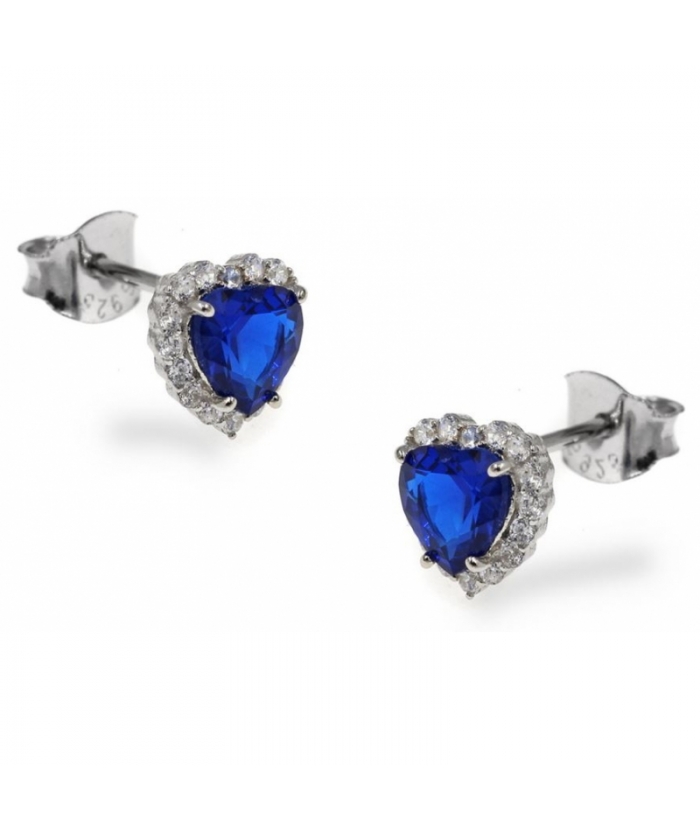 Earrings Silver Rozetes with sapphire
