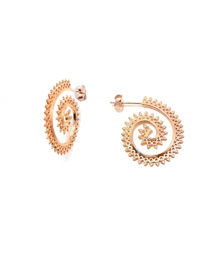 Σκουλαρίκια Ασημένια "καράβολας" Rosegold
