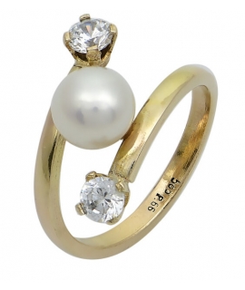 Ring gold K14 with pearl