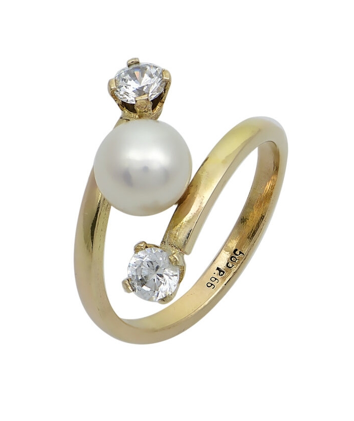 Ring gold K14 with pearl