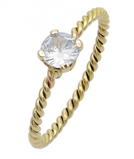 Ring gold K14 with zircon