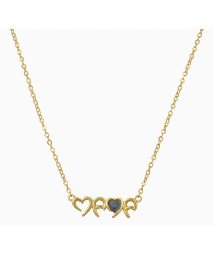 Necklace Silver Goldplated Mama with blue zircon