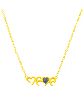 Necklace Silver Goldplated Mama with blue zircon