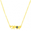 Necklace Silver Goldplated Mama with blue zircon