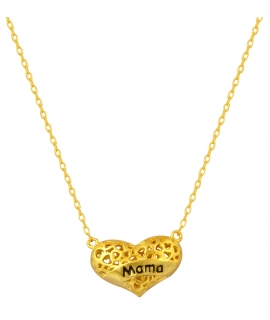 Necklace Silver Goldplated Heart 3D