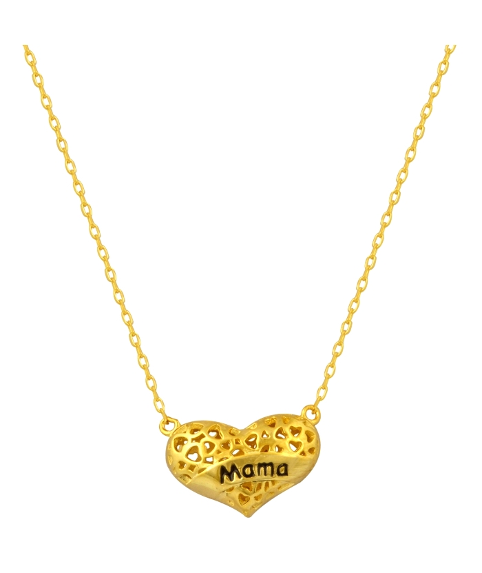 Necklace Silver Goldplated Heart 3D