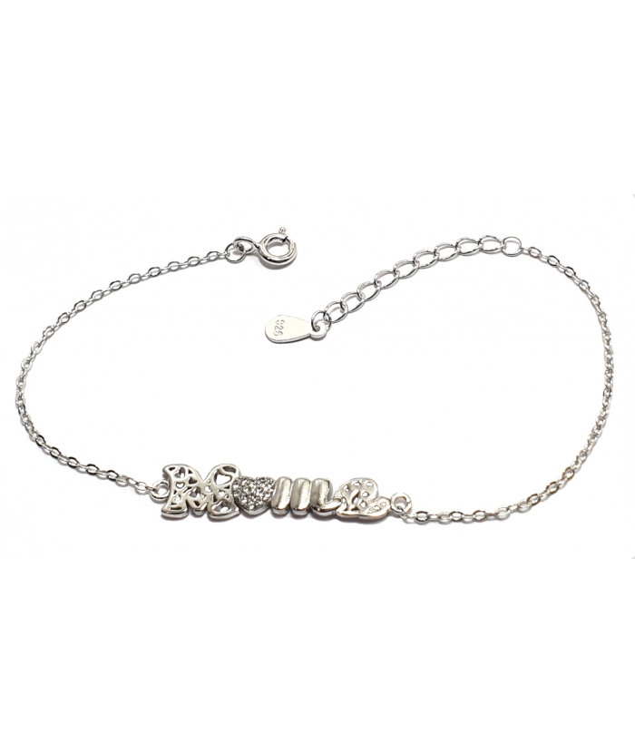 Bracelet Silver Mama with hearts