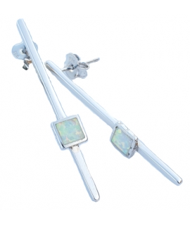 Earrings Silver with white Opal