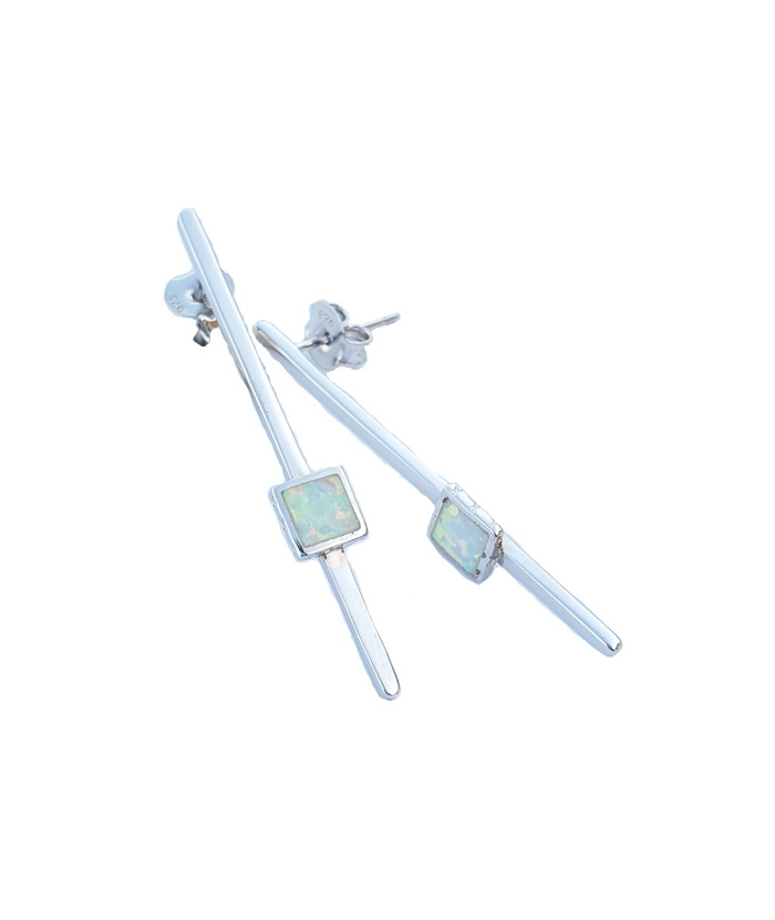 Earrings Silver with white Opal