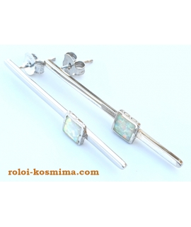 Earrings Silver with white Opal 2