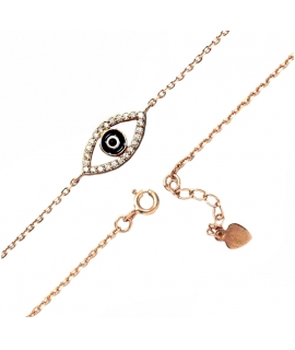 Βραχιόλι Ασημένιο rosegold με Μάτι