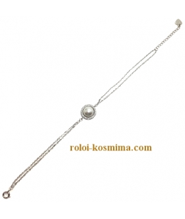 Bracelet Silver "Pearl with zircons" 2