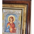 Silver icon Saint Fanourios glass 28x32cm