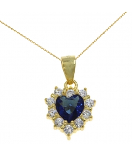 Necklace Silver 925° Rozeta with green stone