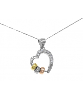 Necklace Silver Double Heart