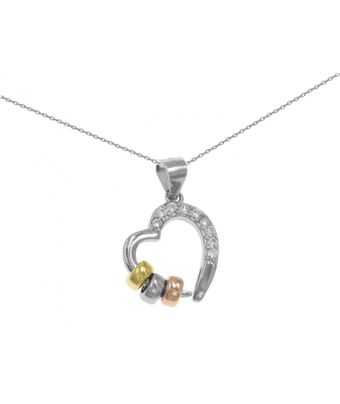 Necklace Silver Double Heart