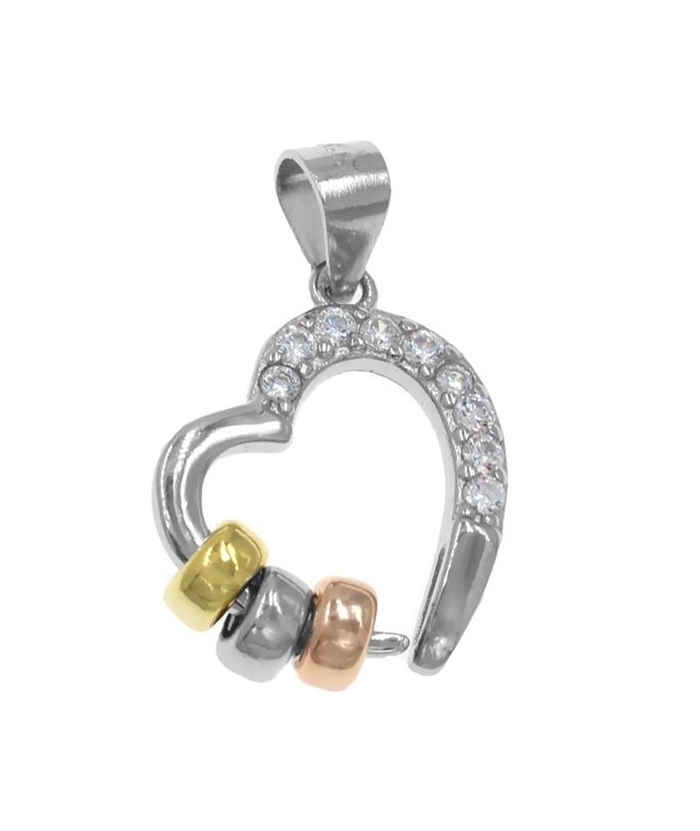 Necklace Silver Double Heart