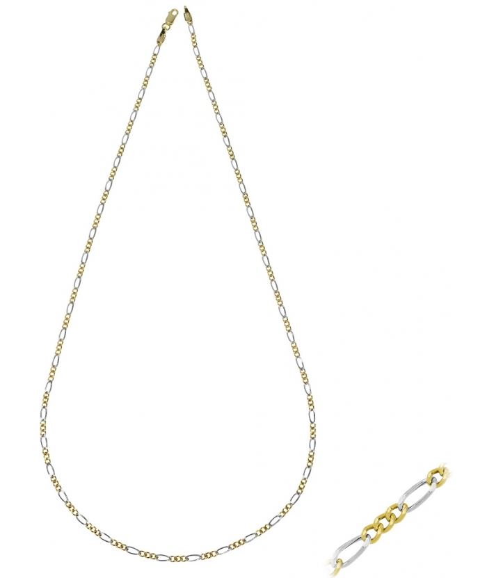 Gold Chain K14 Figaro twin color 50cm
