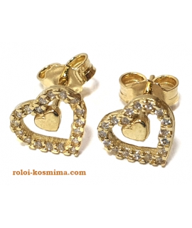 Earrings gold K14 "Hearts" 2