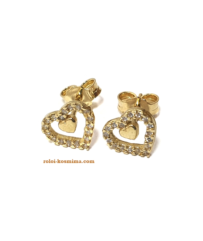 Earrings gold K14 "Hearts"