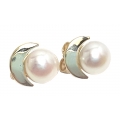 Earrings gold K14 Pearl and moon