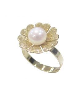 Ring gold K14 with pearl