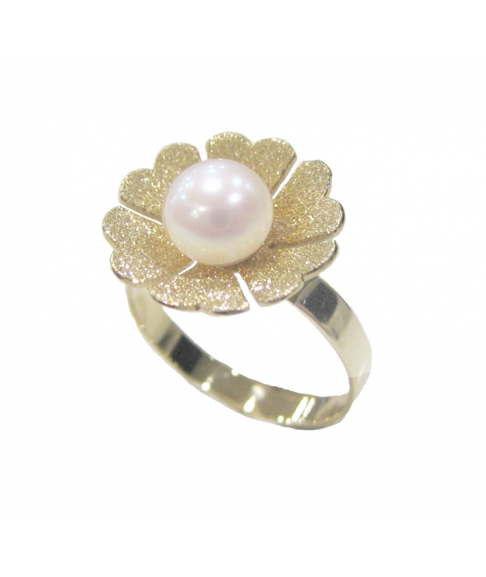 Ring gold K14 with pearl