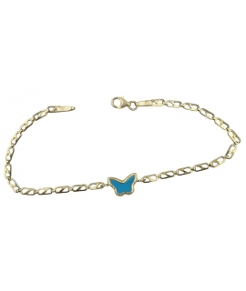 Βραχιόλι Χρυσό Κ9 με τυρκουάζ πεταλούδα 2