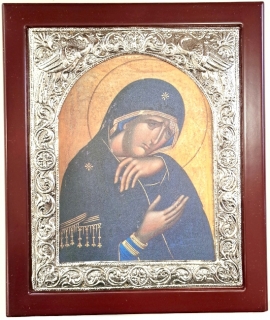 Εικόνα Ασημένια 925° Παναγία Θλιμμένη 23x28cm
