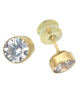 Earrings gold K14 with zircon 6mm