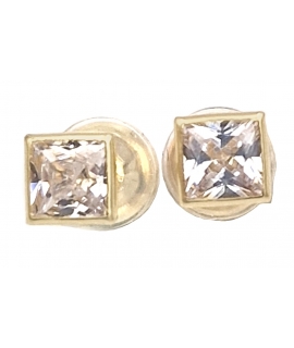 Earrings gold K14 with zircon 4x4mm