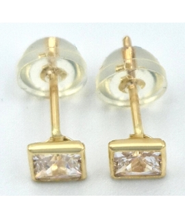 Earrings gold K14 with zircon 4x4mm 2