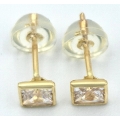 Earrings gold K14 with zircon 4x4mm