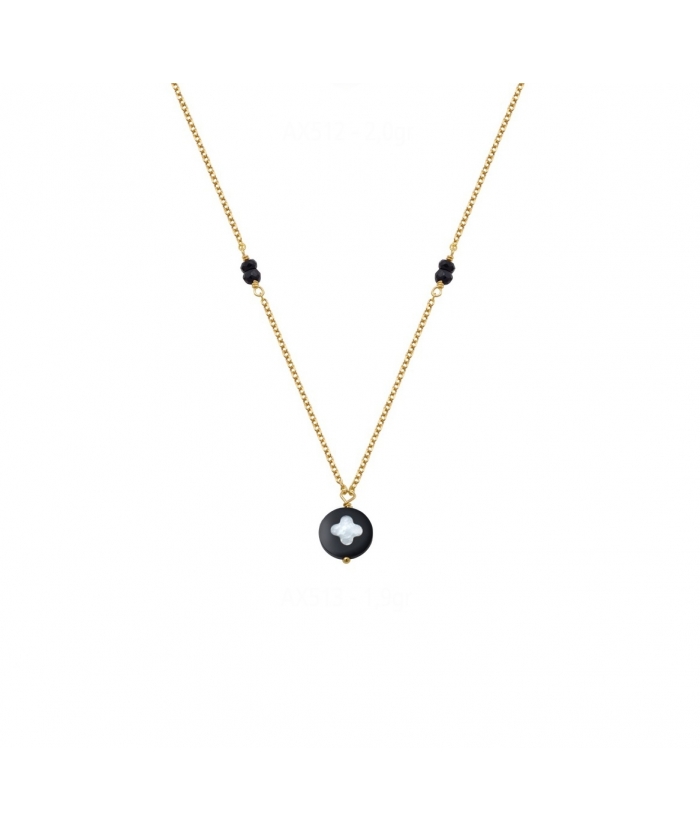 Necklace gold K9 with onyx