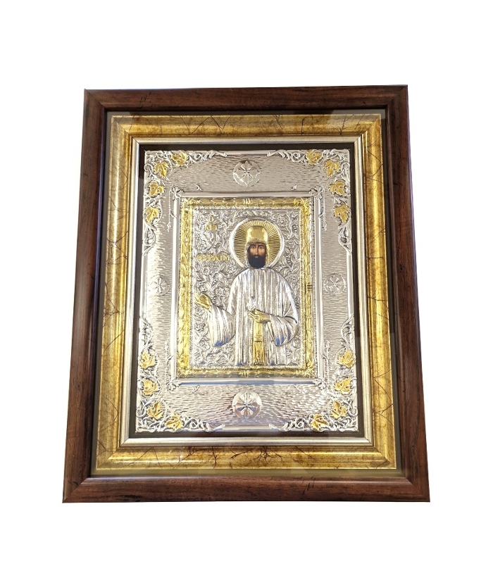 Silver icon 925 'Saint Efrem' glass 35x42cm