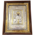 Ασημένια Εικόνα 925 Αγιος Εφραίμ με Τζάμι 35x42cm