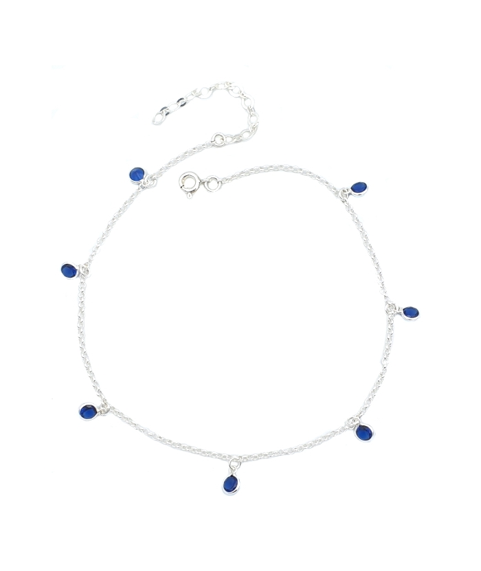 Bracelet anklet with blue zircons
