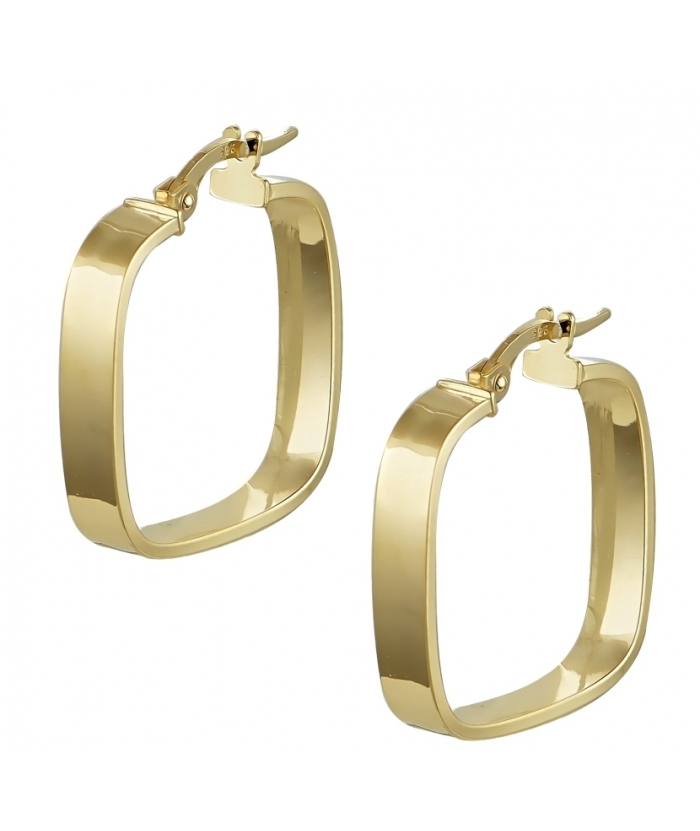 Earrings hoop gold K14 Tetragon