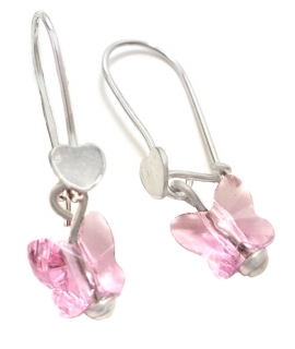 Earrings children Whitegold 'Pink Butterflies'