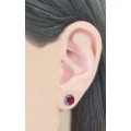 Earrings Silver Rozetes with Rubins