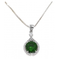 Necklace Silver Rosegold Rozeta with green stone
