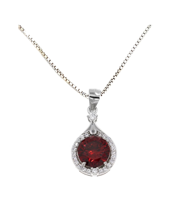 Necklace Silver Rosegold Rozeta with green stone