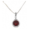 Necklace Silver Rosegold Rozeta with green stone