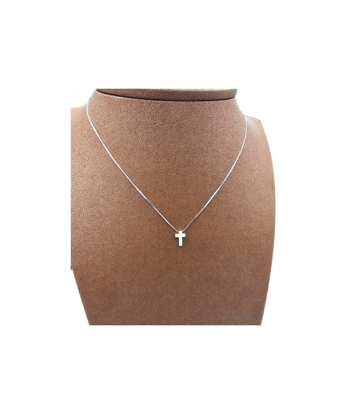 Necklace Whitegold K14 Mini Cross double side