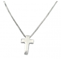 Necklace Whitegold K14 Mini Cross double side