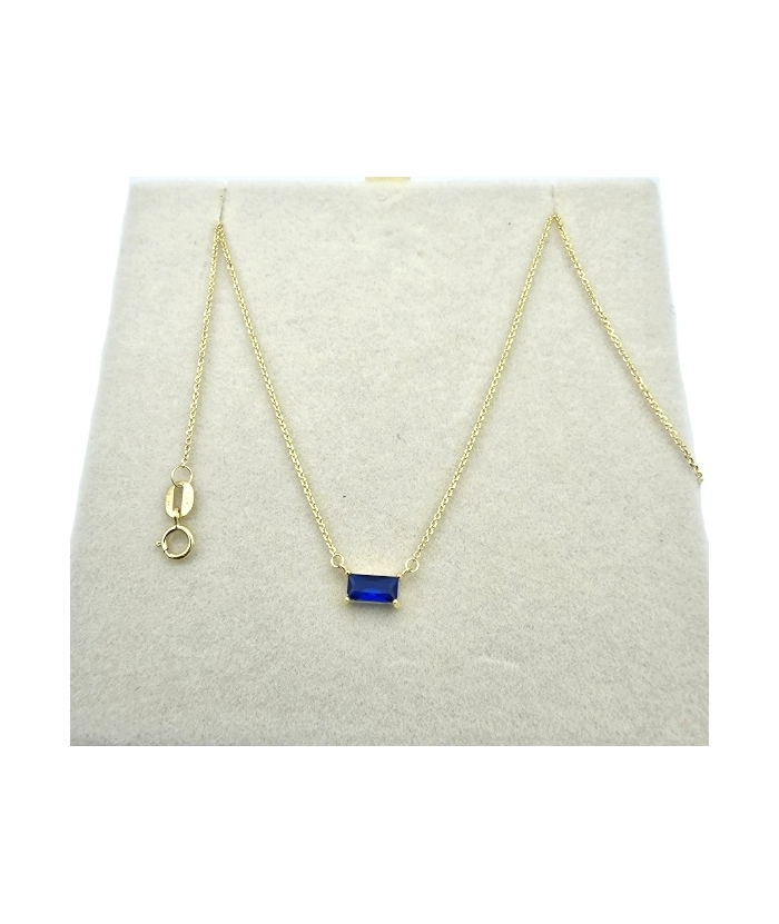Necklace Gold K14 with synthetic sapphire