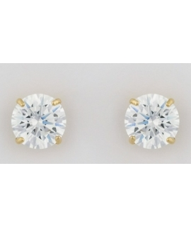 Σκουλαρίκια Χρυσά Κ14 Μονόπετρα με Zircon 6mm