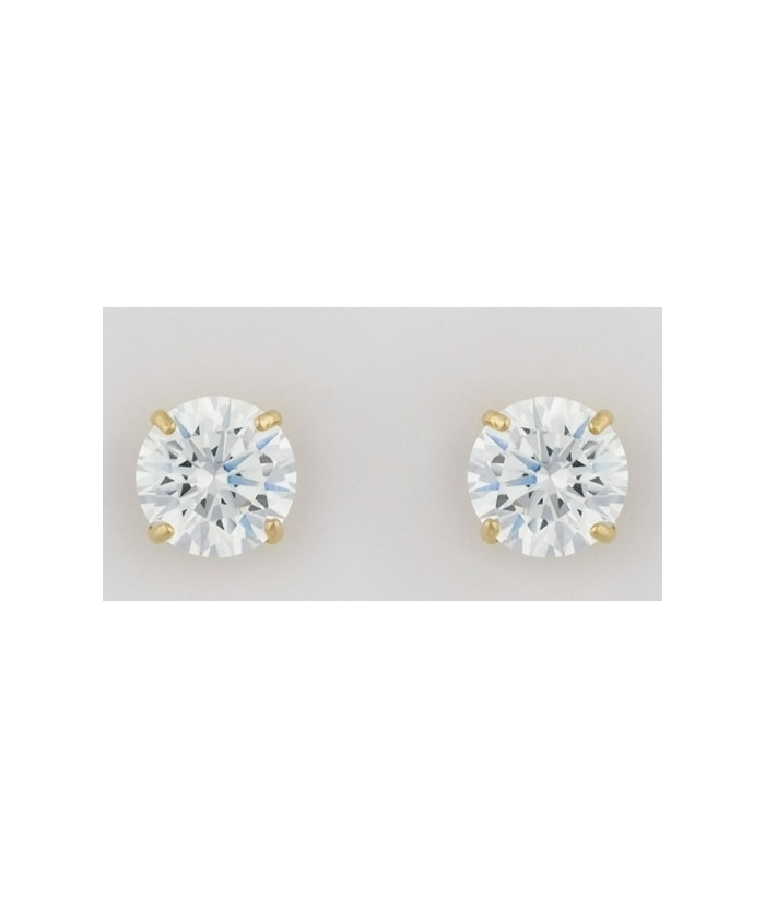 Σκουλαρίκια Χρυσά Κ14 Μονόπετρα με Zircon 6mm