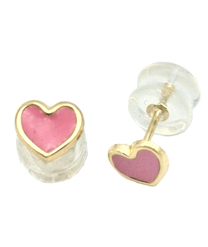 Earrings gold K14 Pink heart